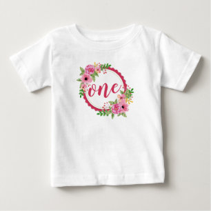 T-shirt Pour Bébé Élégante première année de florale Wreath Romper
