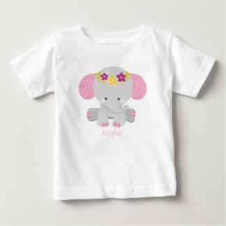 T-shirt Pour Bébé Élément Floral Éléphant Sweet Safari avec personna