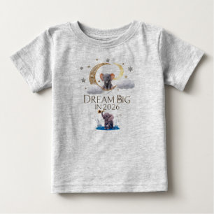 T-shirt Pour Bébé Élément Lune Éléphant Capricieux "Rêve Grand 2026"