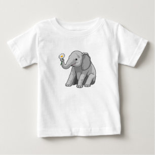 T-shirt Pour Bébé Eléphant à fleurs