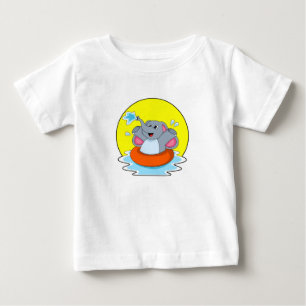 T-shirt Pour Bébé Eléphant à nager avec Lifebuoy