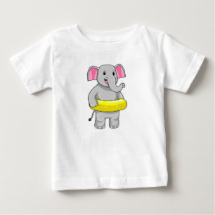 T-shirt Pour Bébé Eléphant à nager avec Lifebuoy