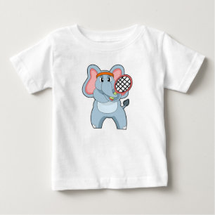 T-shirt Pour Bébé Elephant au Tennis avec raquette de tennis