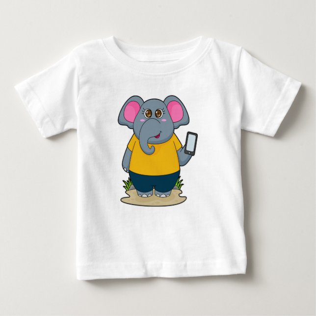 T-shirt Pour Bébé Eléphant avec mobile (Devant)