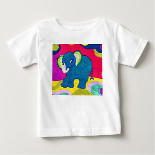 T-shirt Pour Bébé Eléphant Bébé Bleu Cute - Design Quilt