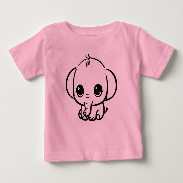 T-shirt Pour Bébé Eléphant Bébé mignon (Devant)