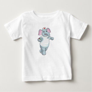 T-shirt Pour Bébé Elephant comme infirmière avec la médecine