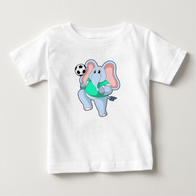 T-shirt Pour Bébé Elephant comme joueur de football avec Soccer.PNG (Devant)