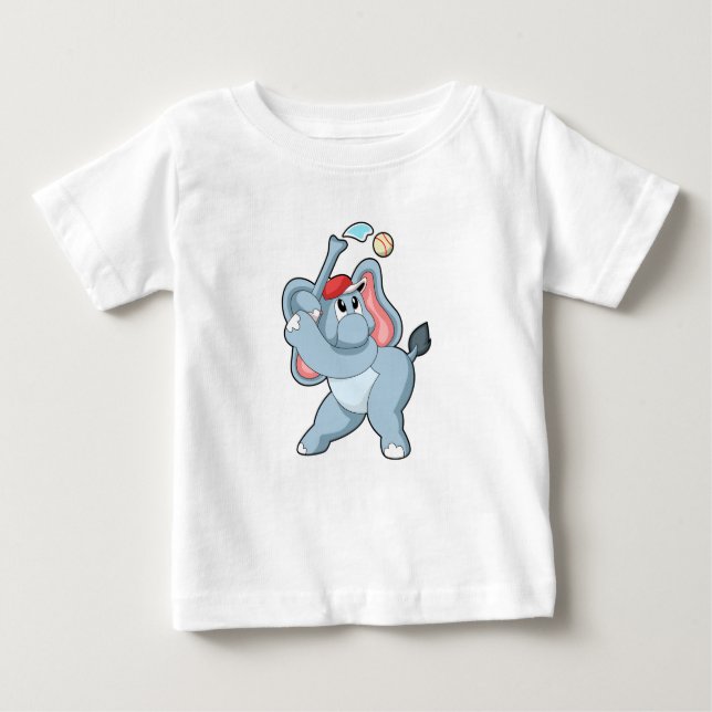 T-shirt Pour Bébé Éléphant de baseball (Devant)