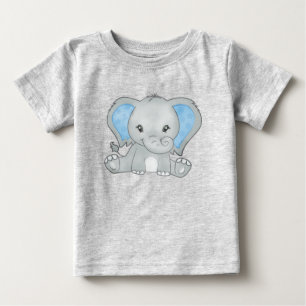 T-shirt Pour Bébé Éléphant de bébé adorable aux oreilles bleues