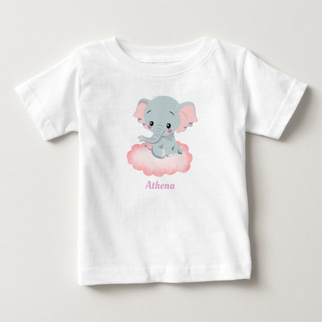 T-shirt Pour Bébé Eléphant de bébé personnalisé (Devant)