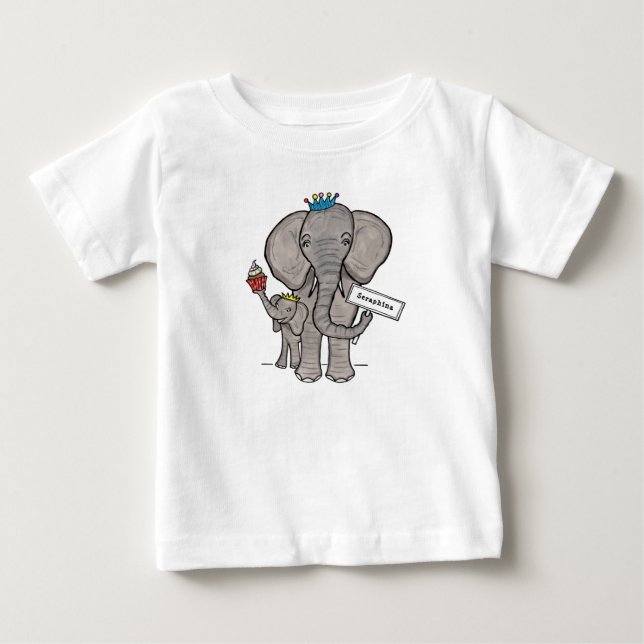 T-shirt Pour Bébé Elephant et bébé (Devant)
