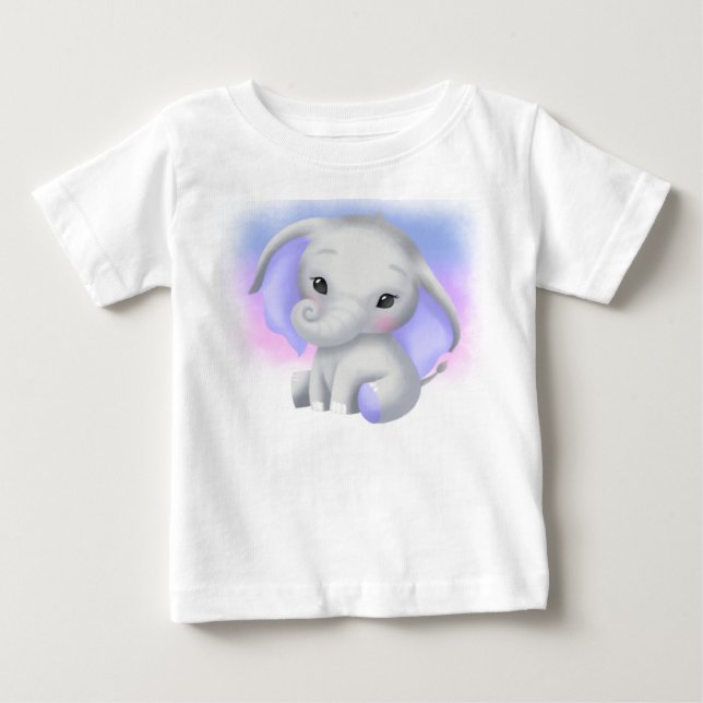 T-SHIRT POUR BÉBÉ ÉLÉPHANT GRIS ADORABLE AUX OREILLES POURSUIVIES (Devant)