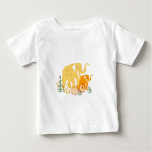 T-shirt Pour Bébé Éléphant mignon avec des fleurs et des motifs