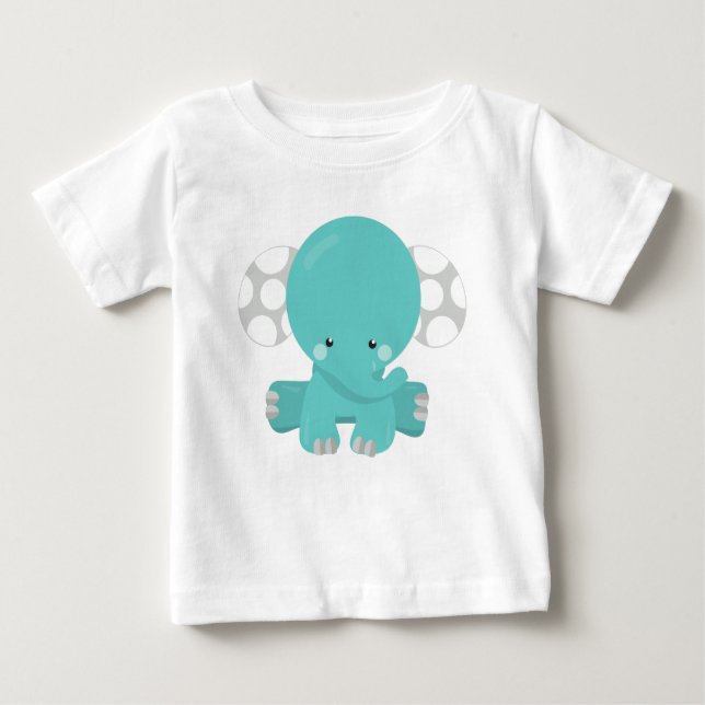 T-shirt Pour Bébé Eléphant mignon, Eléphant petit, Eléphant bleu (Devant)