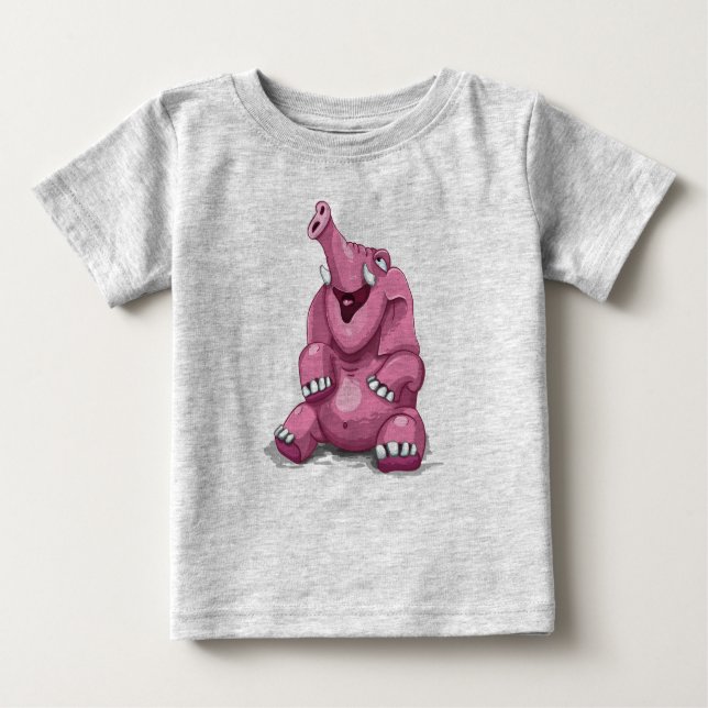 T-shirt Pour Bébé Éléphant rose mignon (Devant)