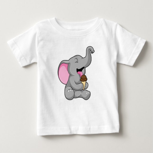 T-shirt Pour Bébé Elephant with chocolate gaufre ice cream (Devant)