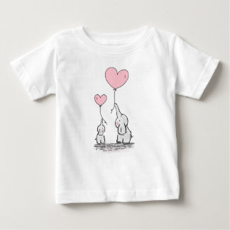 T-shirt Pour Bébé Éléphants de mère et de bébé avec les ballons