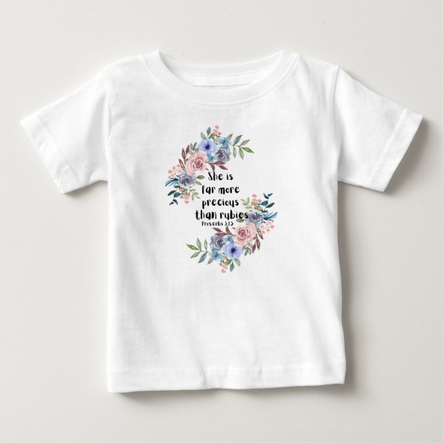 T-shirt Pour Bébé Elle est bien plus Précieuse que Rubies (Devant)