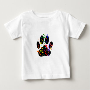 T-shirt Pour Bébé Empreinte de patte De Chien Avec Confetti Et Strea