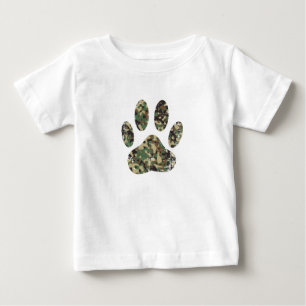 T-shirt Pour Bébé Empreinte de patte de chien camouflage en détresse
