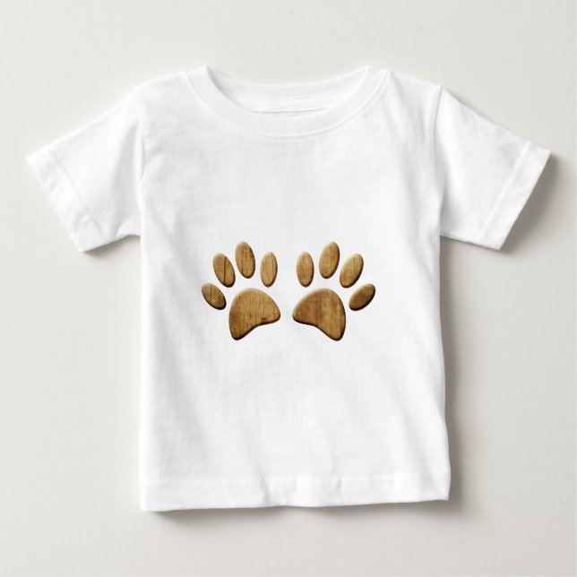 T-shirt Pour Bébé Empreinte de patte de chien de bois (Devant)