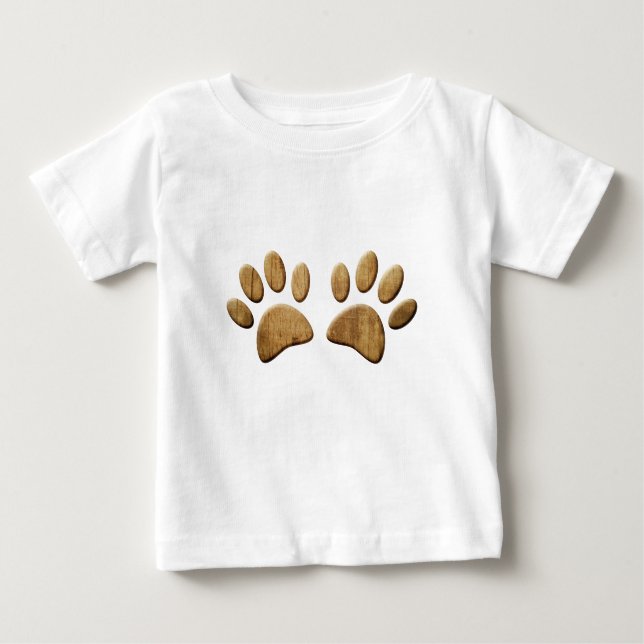 T-shirt Pour Bébé Empreinte de patte de chien de bois (Devant)