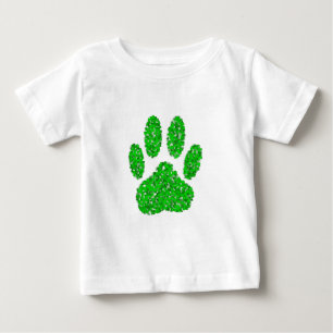 T-shirt Pour Bébé Empreinte de patte de chien de feuillage vert