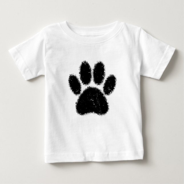 T-shirt Pour Bébé Empreinte de patte De Chien Rough Et Distressed (Devant)