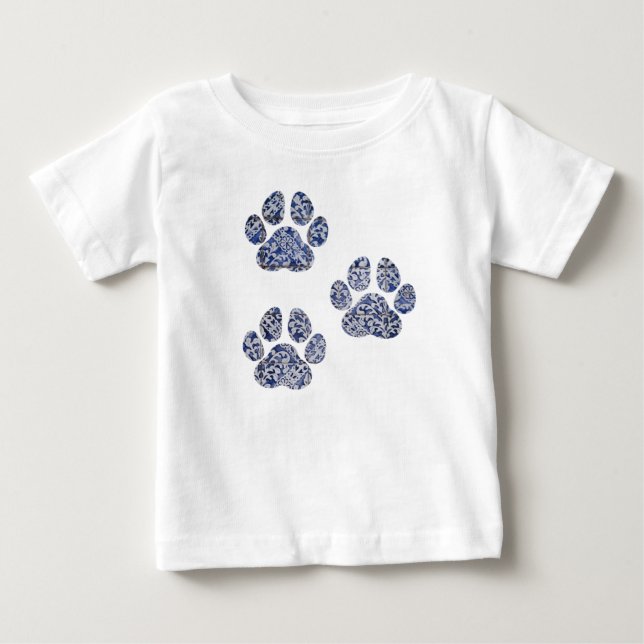 T-shirt Pour Bébé Empreintes de pattes de chiens - Carreaux portugai (Devant)