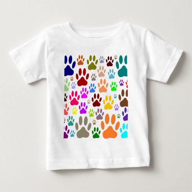 T-shirt Pour Bébé Empreintes de pattes de chiens partout (Devant)