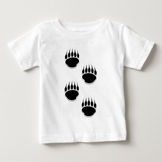 T-shirt Pour Bébé Empreintes de pattes de l'ours noir (Devant)
