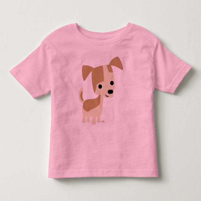 T-shirt pour bébé en caricature pour chien curieux (Devant)