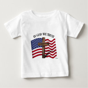 T-shirt Pour Bébé En Dieu nous avons confiance avec une croix robust