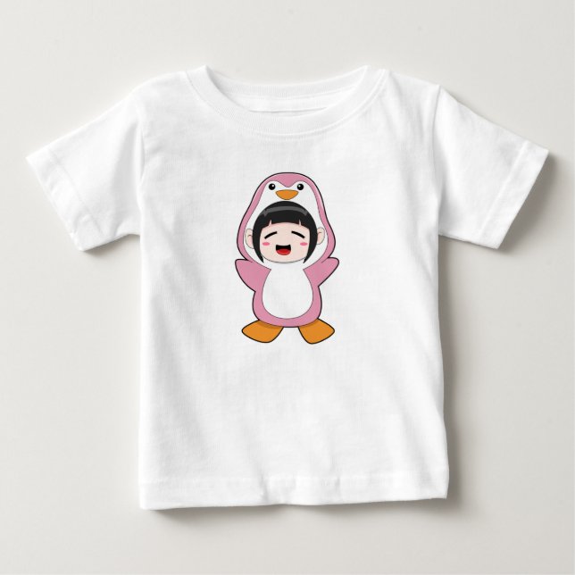 T-shirt Pour Bébé Enfant avec costume de pingouin (Devant)