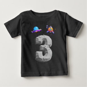 T-shirt Pour Bébé Enfants 3 ans Anniversaire Un astronaute Jeu Cadea