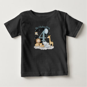 T-shirt Pour Bébé Enfants 4e Anniversaire Garçon Conception Animaux 