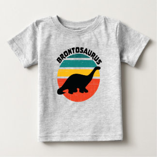 T-shirt Pour Bébé Enfants Dinosaure Brontosaurus Retro Sunset Distan