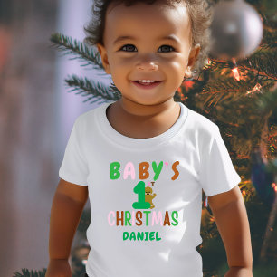 T-shirt Pour Bébé Enfants Premier Noël Gingerpain Nom Funny