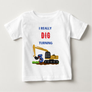 T-shirt Pour Bébé Enfants que j'aime vraiment tournant 3 Excavatrice
