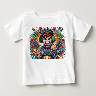 T-shirt Pour Bébé Epic Gamer Boy Cartoon Illustration – Colorful Gam