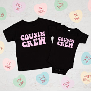 T-shirt Pour Bébé Équipage Cousin Famille de jumelage rose
