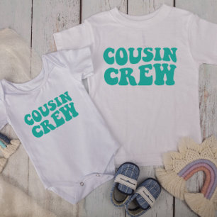 T-shirt Pour Bébé Équipage Cousin   Famille de jumelage Turquoise