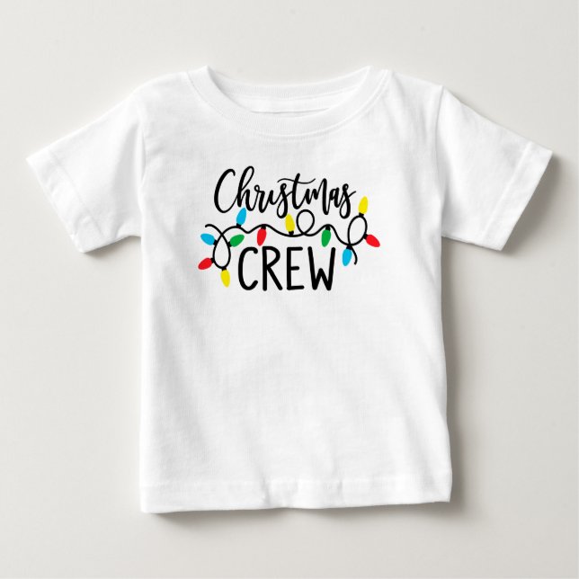T-shirt Pour Bébé Équipage de Noël avec lumières (Devant)