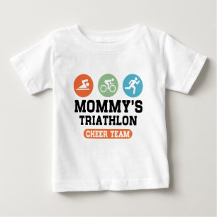 T-shirt Pour Bébé Équipe d'acclamation du triathlon de la maman
