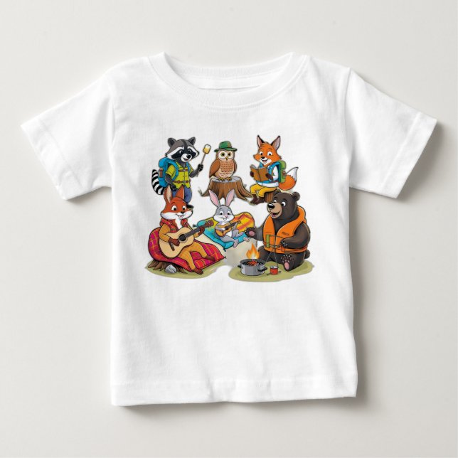 T-shirt Pour Bébé Équipe de camping sauvage : Aventure animale (Devant)