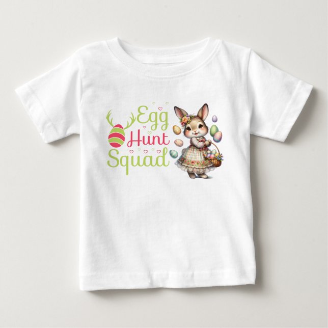 T-shirt Pour Bébé Équipe de chasse aux oeufs de Pâques (Devant)