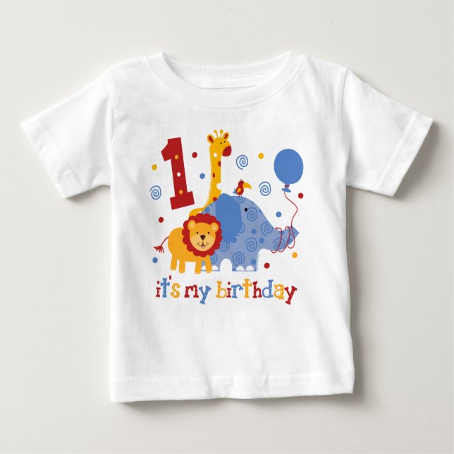 T-shirt Pour Bébé Ęr anniversaire de safari (Devant)