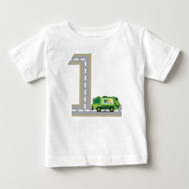 T-shirt Pour Bébé ęr Camion à ordures d'anniversaire (Devant)