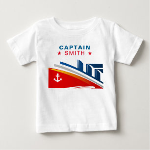 T-shirt Pour Bébé Ęr capitaine Name de fête d'anniversaire de bateau